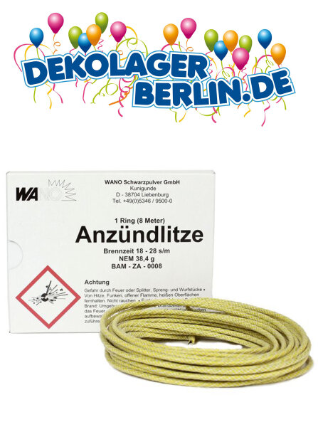 Wano Silvester Feuerwerk Zündschnur gelb 8m Anzündlitze