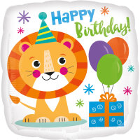 Folienballon kleiner Löwe Happy Birthday